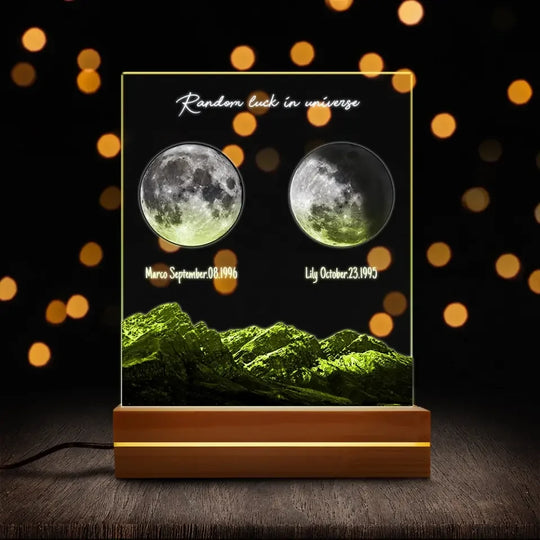 Lámpara LED con placa de fases lunares personalizada