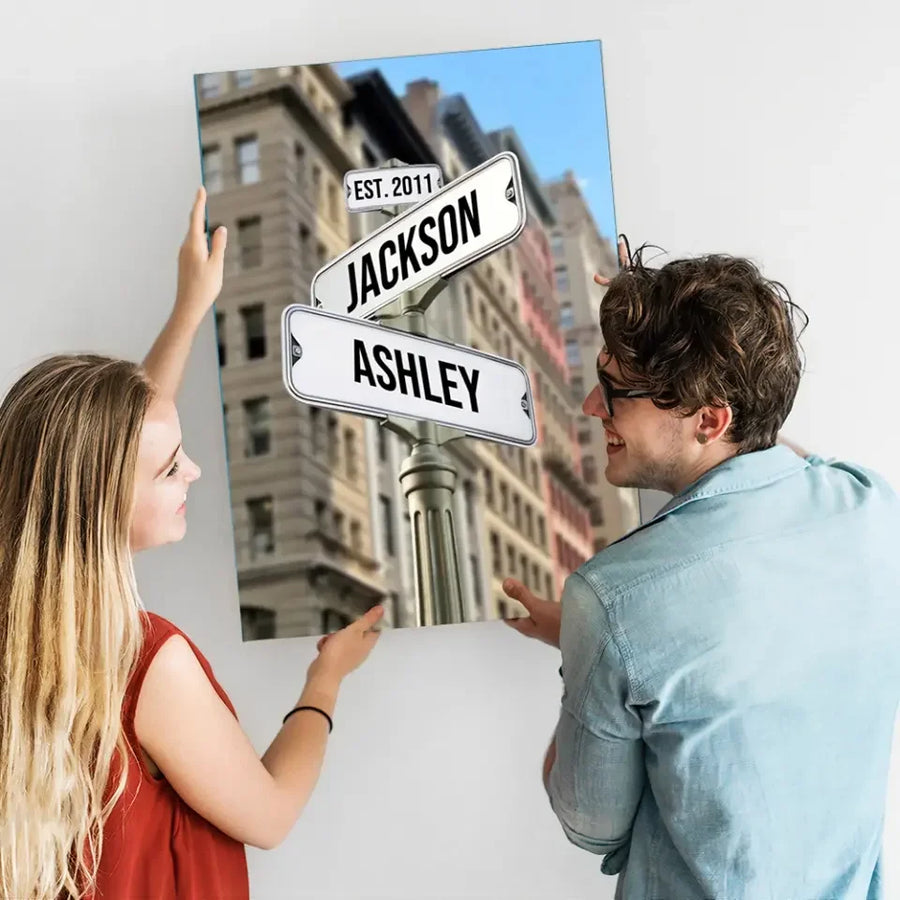 Lienzo personalizado de intersección con nombres para parejas
