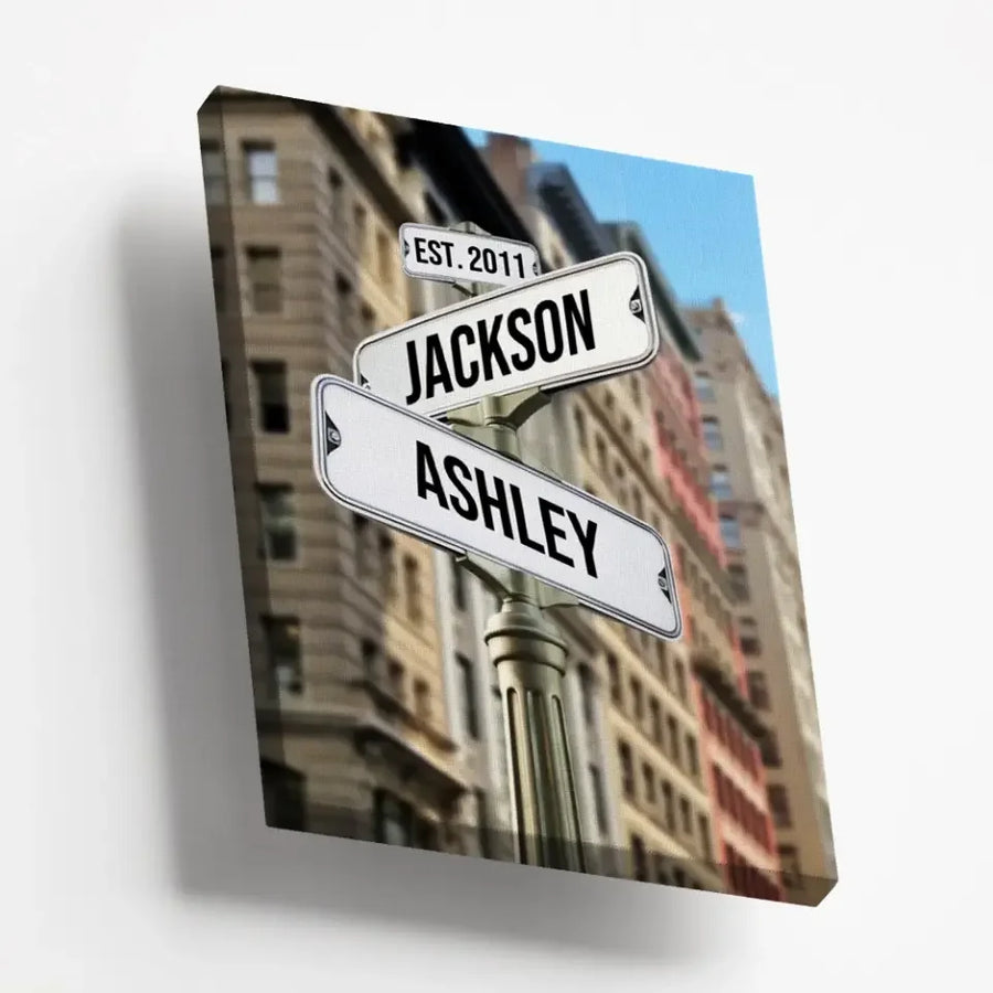 Lienzo personalizado de intersección con nombres para parejas