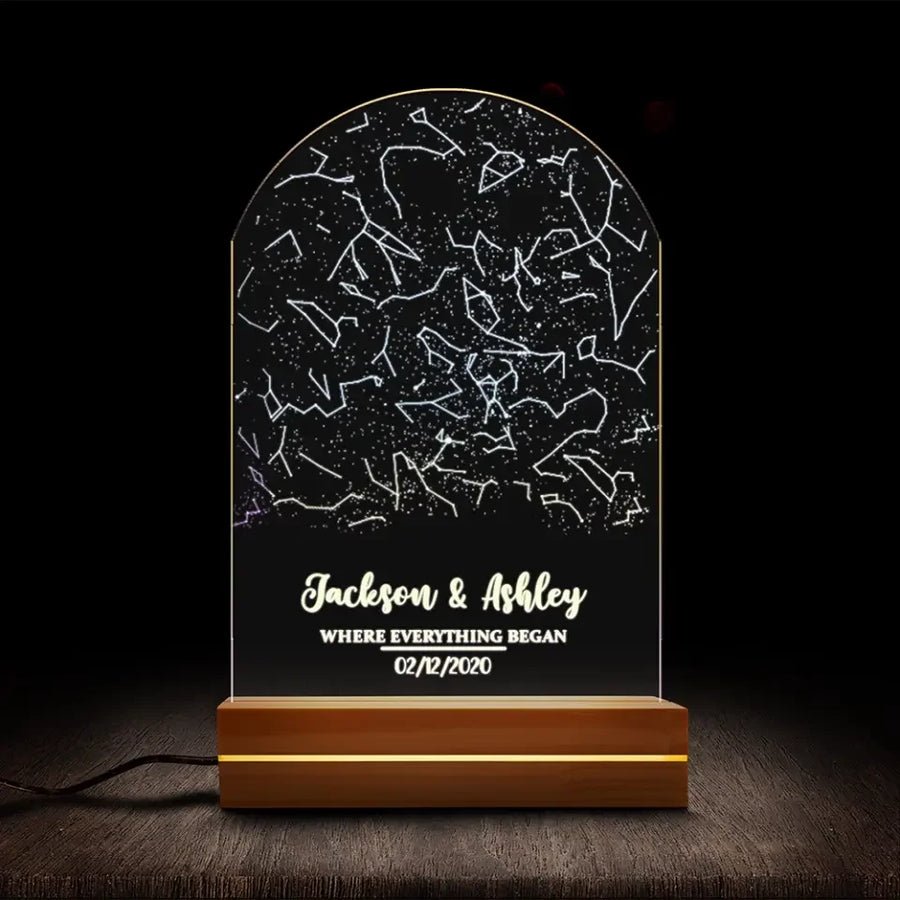 Lámpara LED con placa abovedada de constelación personalizada
