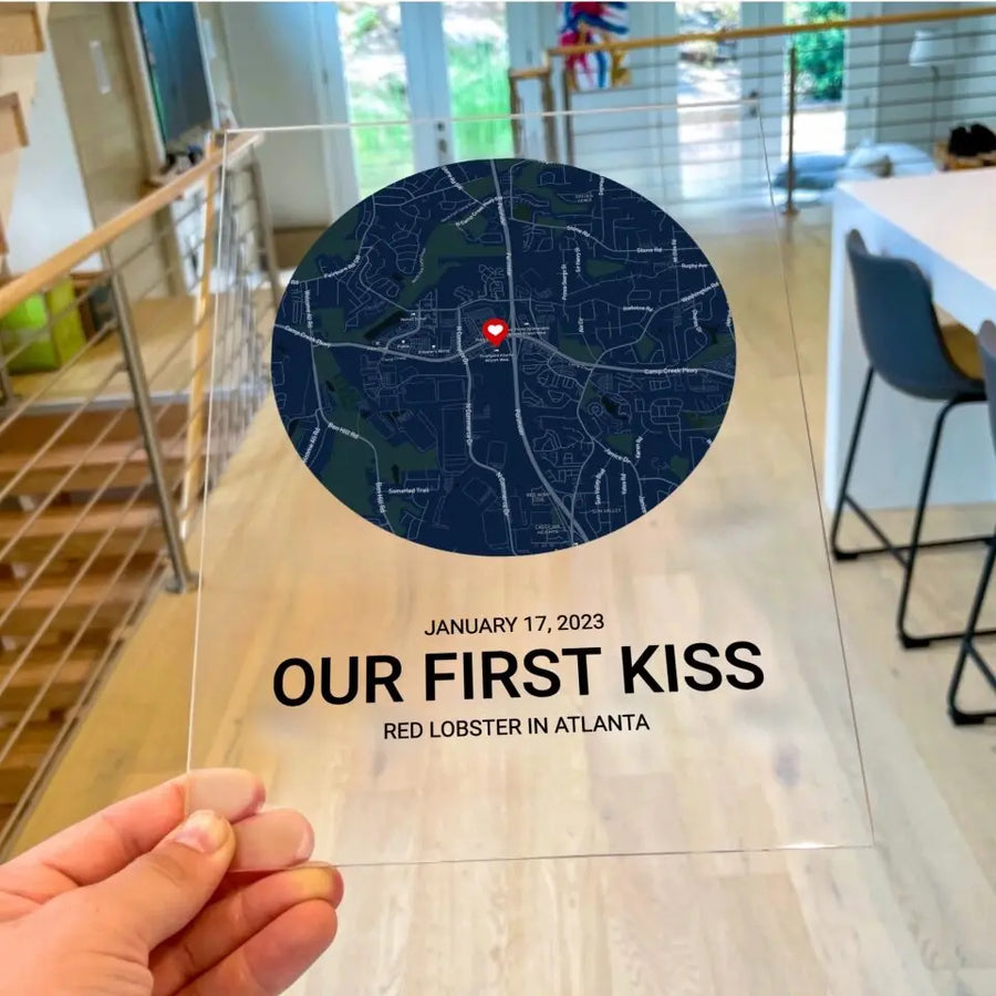 Placa de San Valentín con mapa personalizado "Nuestra primera cita"