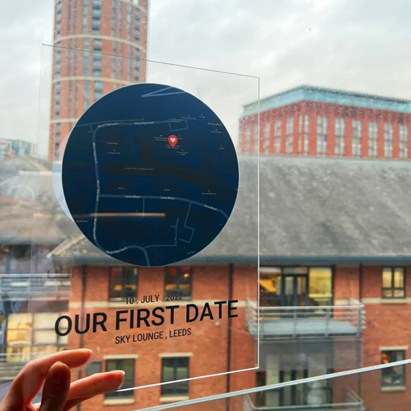 Custom Map Our First Date Plaque Cover Couples Gift