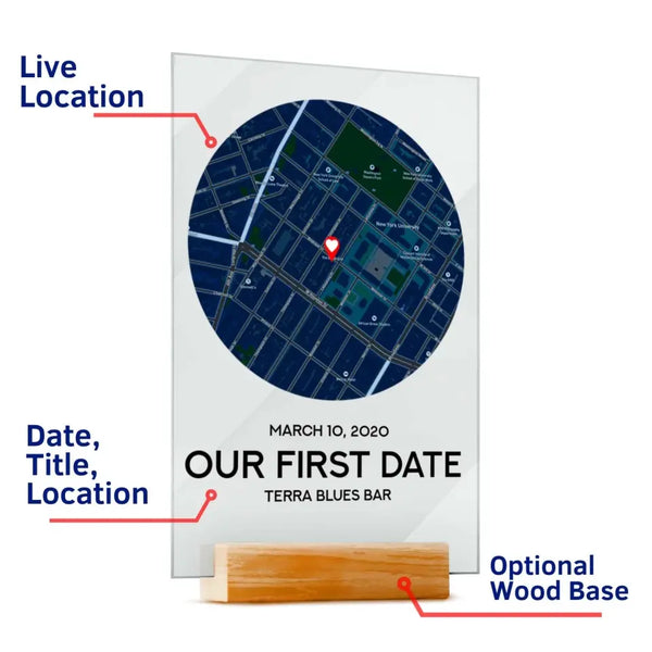 Custom Map Our First Date Plaque Cover Couples Gift