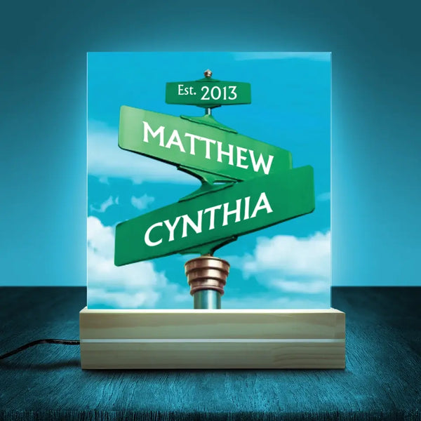 Street Sign Couple Names Acrylic LED Lamp