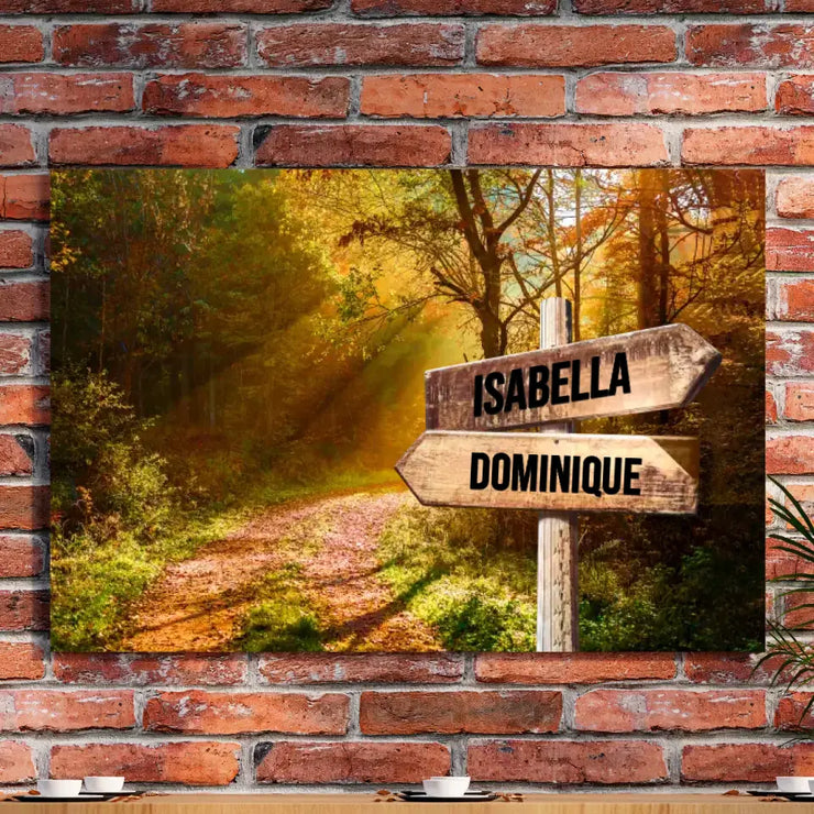 Beautiful Autumn Road Color Multi-Names Canvas