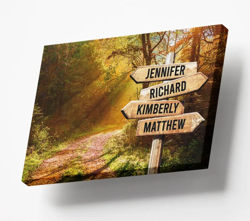 Beautiful Autumn Road Color Multi-Names Canvas