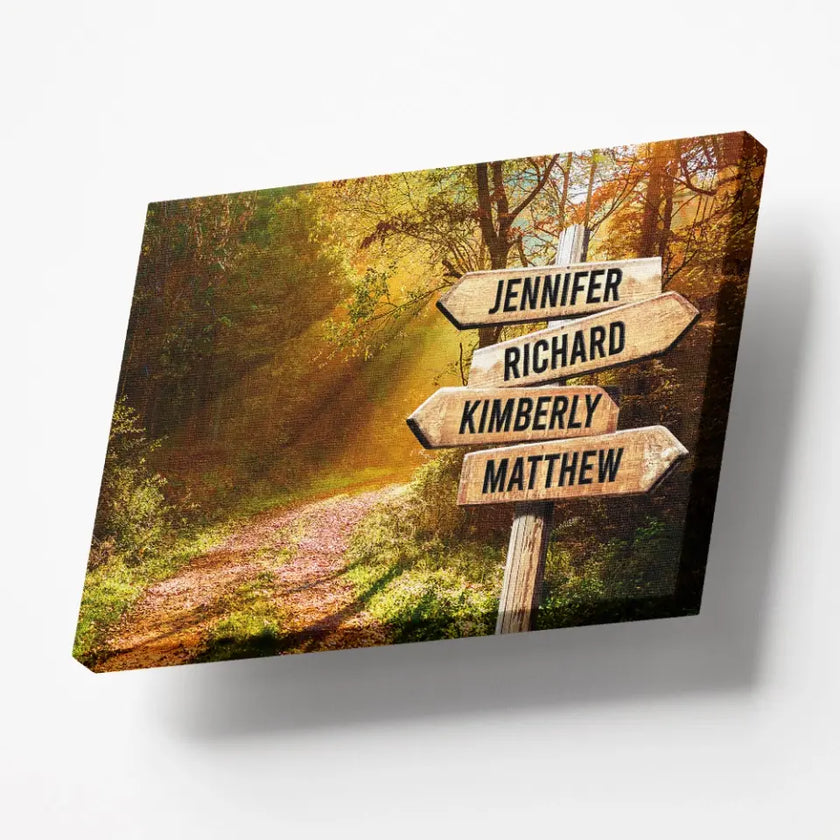 Beautiful Autumn Road Color Multi-Names Canvas