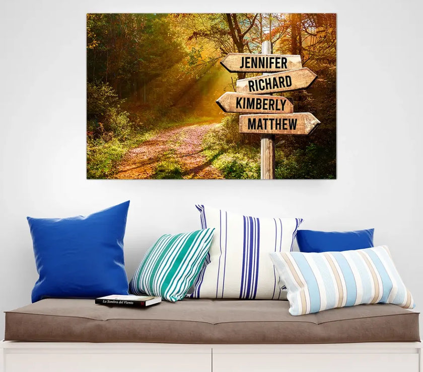 Beautiful Autumn Road Color Multi-Names Canvas