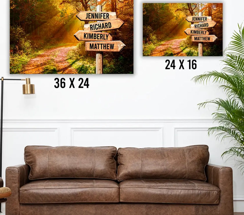 Beautiful Autumn Road Color Multi-Names Canvas