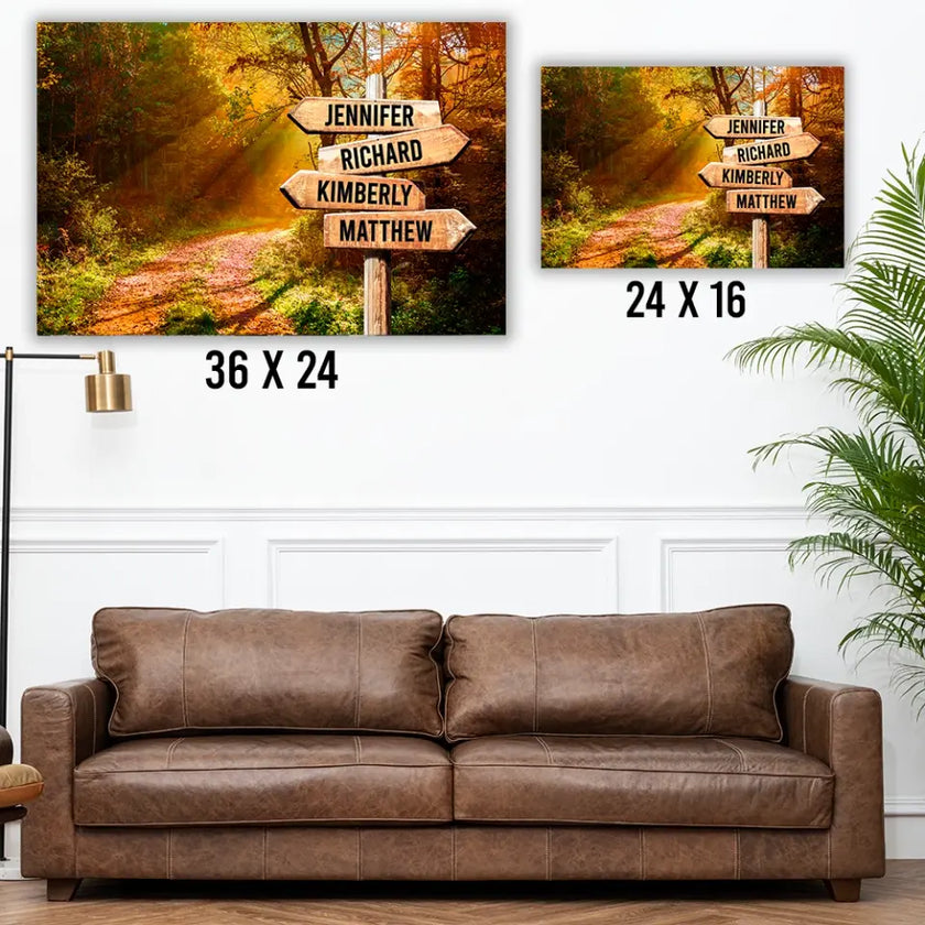 Beautiful Autumn Road Color Multi-Names Canvas