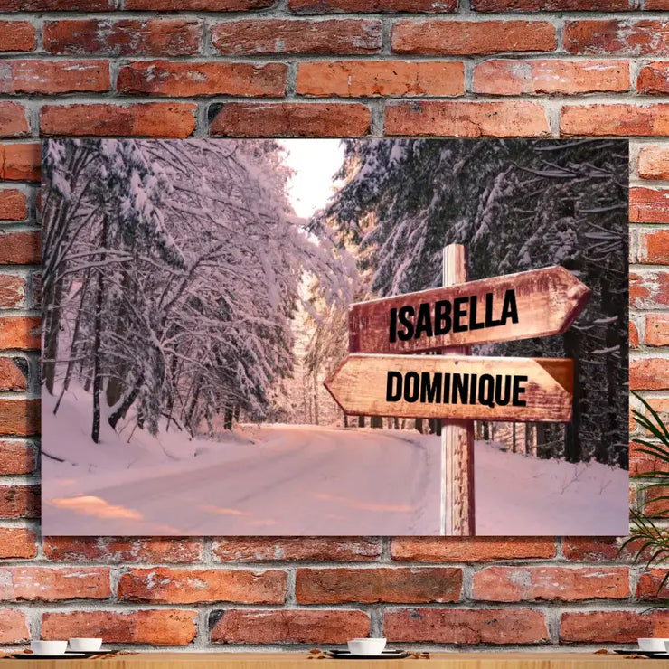 Warm Sunset At Winter Multi-Names Canvas