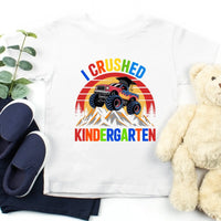 I Crushed Kindergarten Monster Truck Graduation T-Shirt for Kids