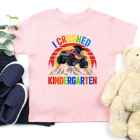 I Crushed Kindergarten Monster Truck Graduation T-Shirt for Kids