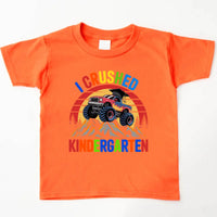 I Crushed Kindergarten Monster Truck Graduation T-Shirt for Kids