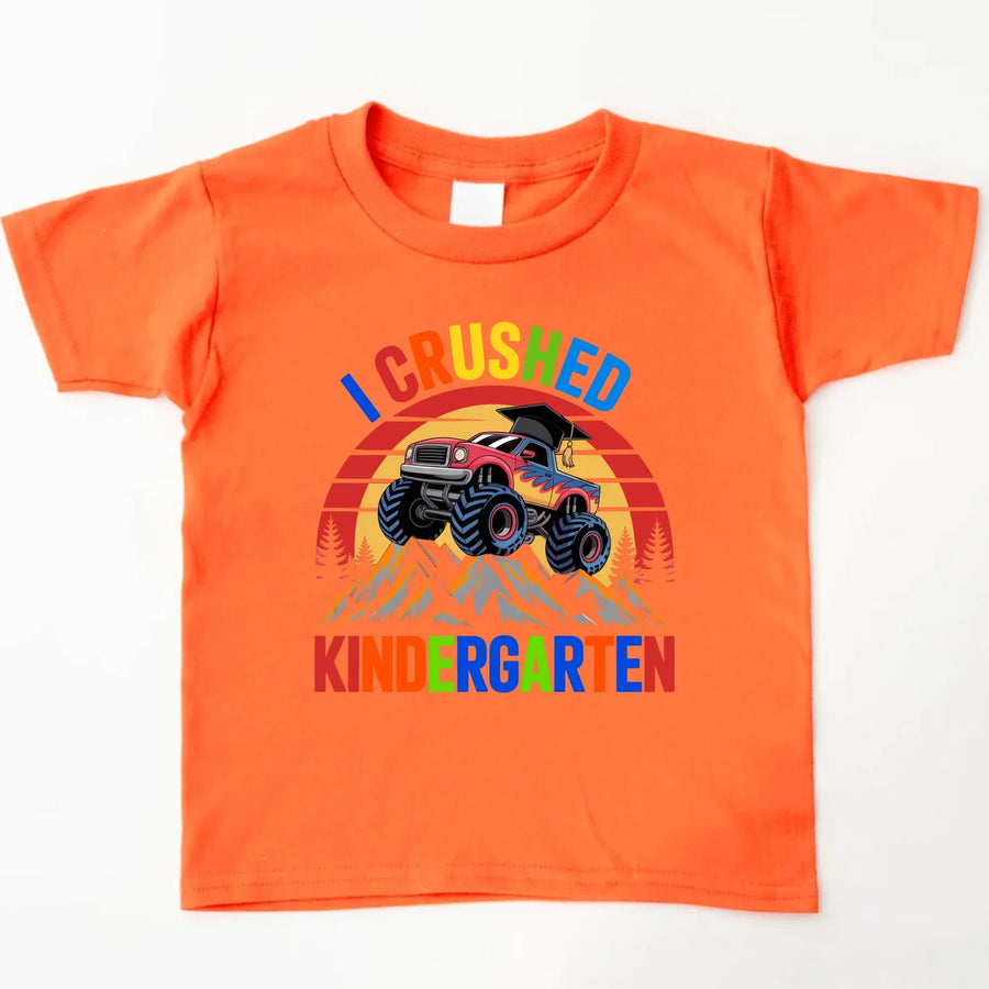 I Crushed Kindergarten Monster Truck Graduation T-Shirt for Kids