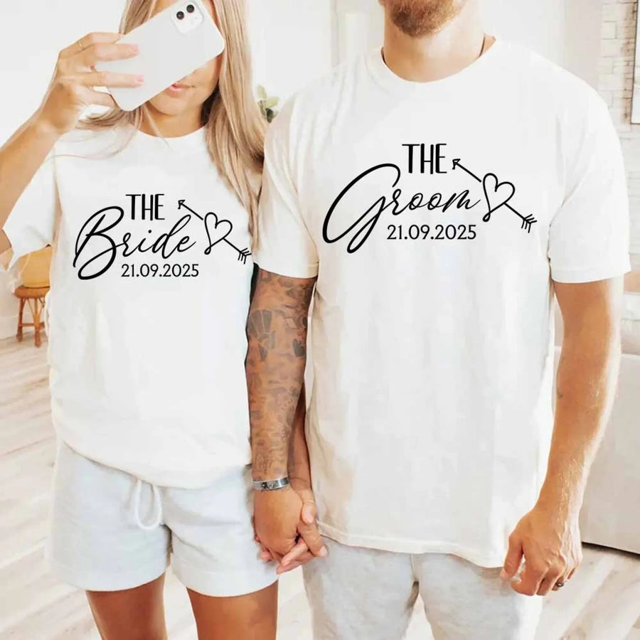 The Groom & The Bride Matching Matching Wedding Shirts model