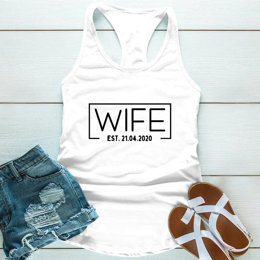Custom Couples Shirts – Wife & Hubs Est Date Tees for Anniversary Gift