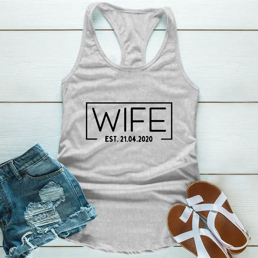 Custom Couples Shirts – Wife & Hubs Est Date Tees for Anniversary Gift