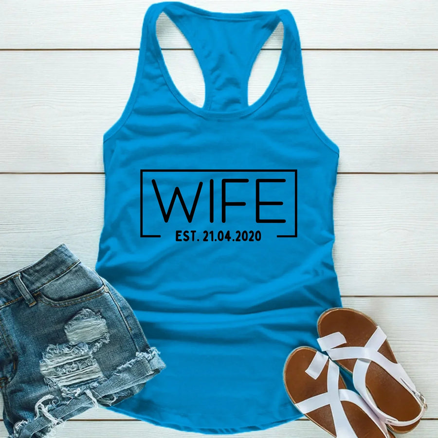 Custom Couples Shirts – Wife & Hubs Est Date Tees for Anniversary Gift