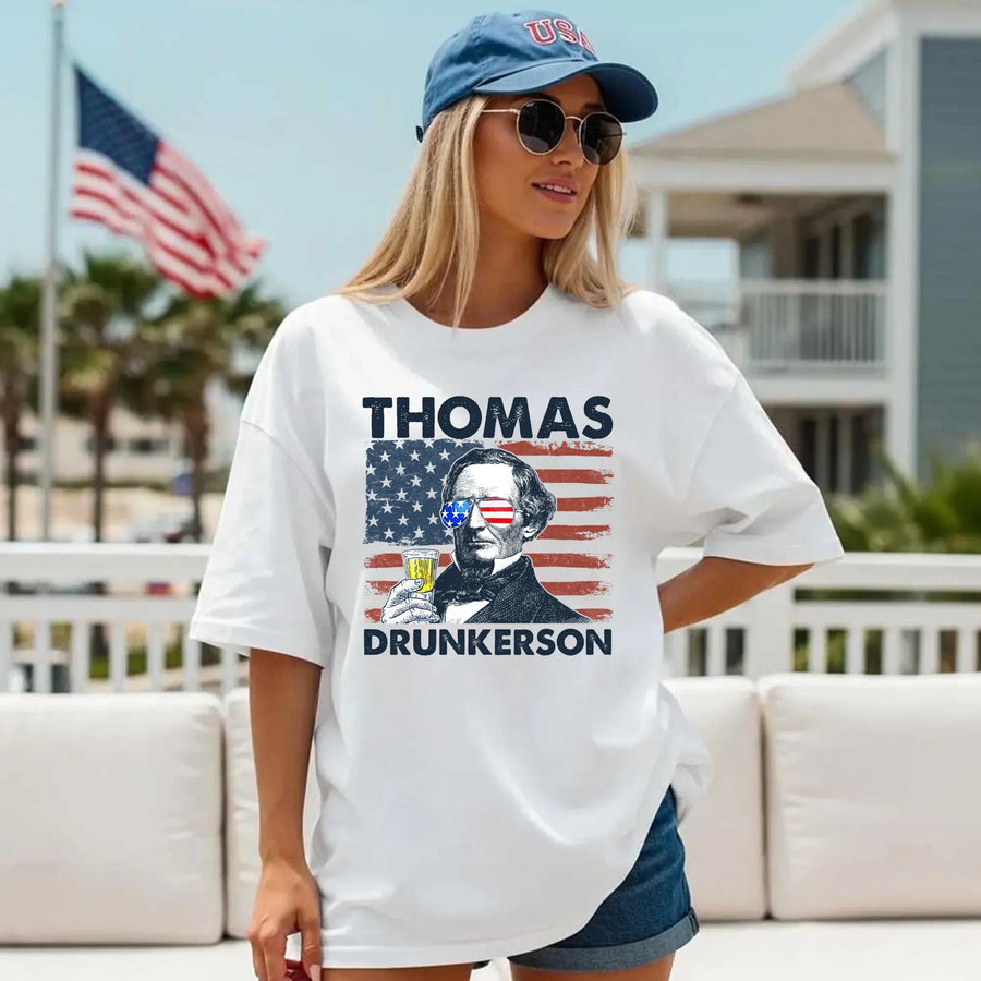 white Model t-shirt 4th of july