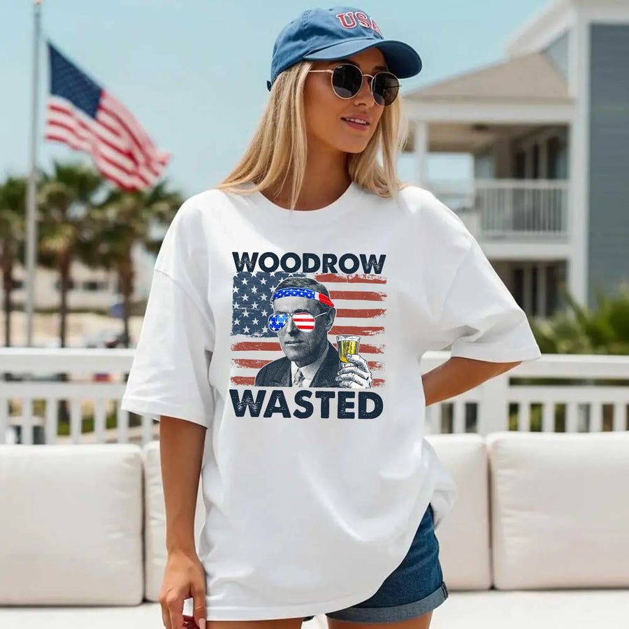 white Model t-shirt 4th of july