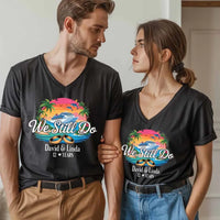 We Still Do Custom Anniversary Cruise V-neck Shirts, Years Married For Couples Celebration Tees