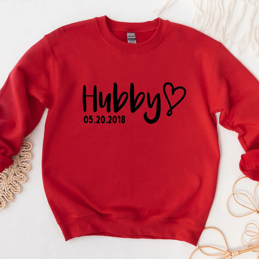 Matching Hubby & Wifey Hoodie, Sweatshirt, & Long Sleeve – Personalized Wedding Date