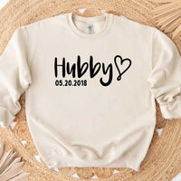 Matching Hubby & Wifey Hoodie, Sweatshirt, & Long Sleeve – Personalized Wedding Date