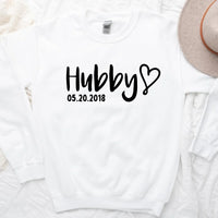 Matching Hubby & Wifey Hoodie, Sweatshirt, & Long Sleeve – Personalized Wedding Date