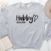 Matching Hubby & Wifey Hoodie, Sweatshirt, & Long Sleeve – Personalized Wedding Date
