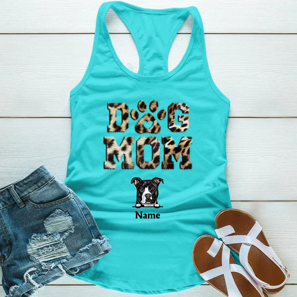 Dog Mom Leopard Personalized T-shirt For Dog Parents