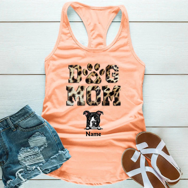 Dog Mom Leopard Personalized T-shirt For Dog Parents