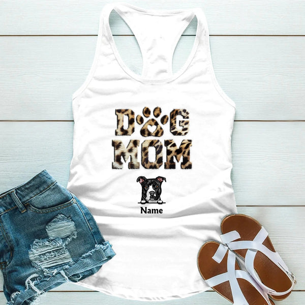 Dog Mom Leopard Personalized T-shirt For Dog Parents