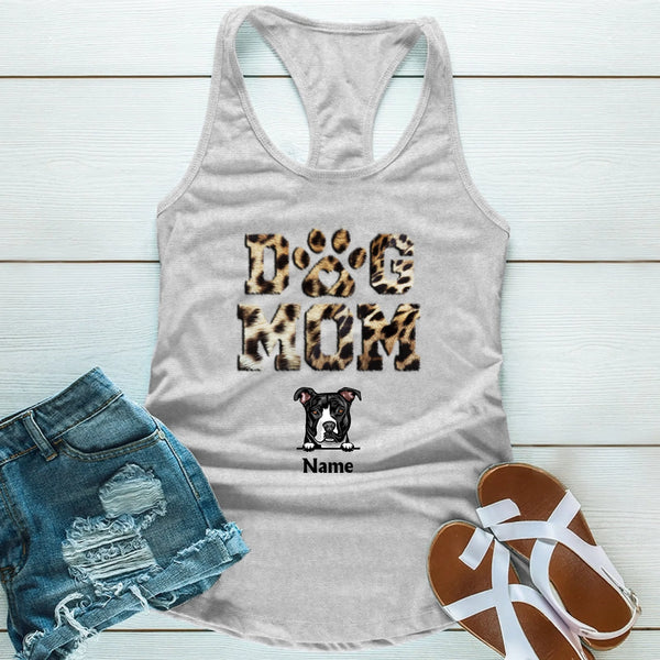 Dog Mom Leopard Personalized T-shirt For Dog Parents