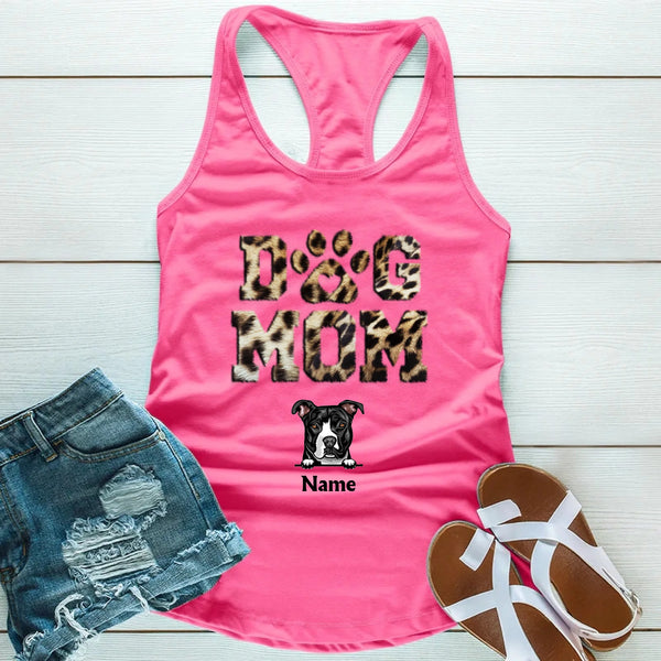 Dog Mom Leopard Personalized T-shirt For Dog Parents