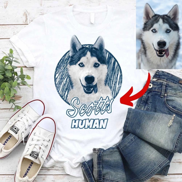 Customized Dog Sketch Shirt For Pet Parents_white