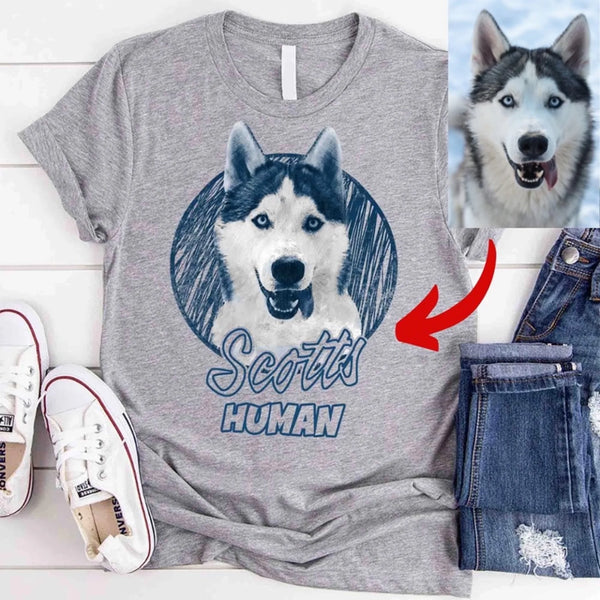 Customized Dog Sketch Shirt For Pet Parents_grey