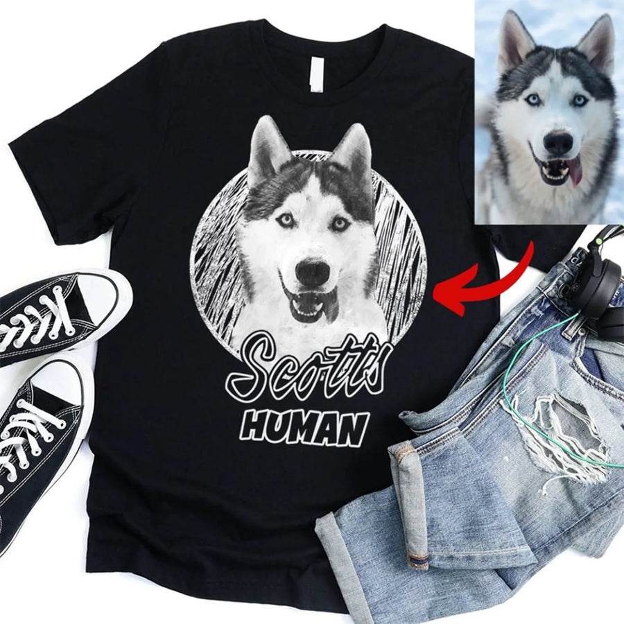Customized Dog Sketch Shirt For Pet Parents_black