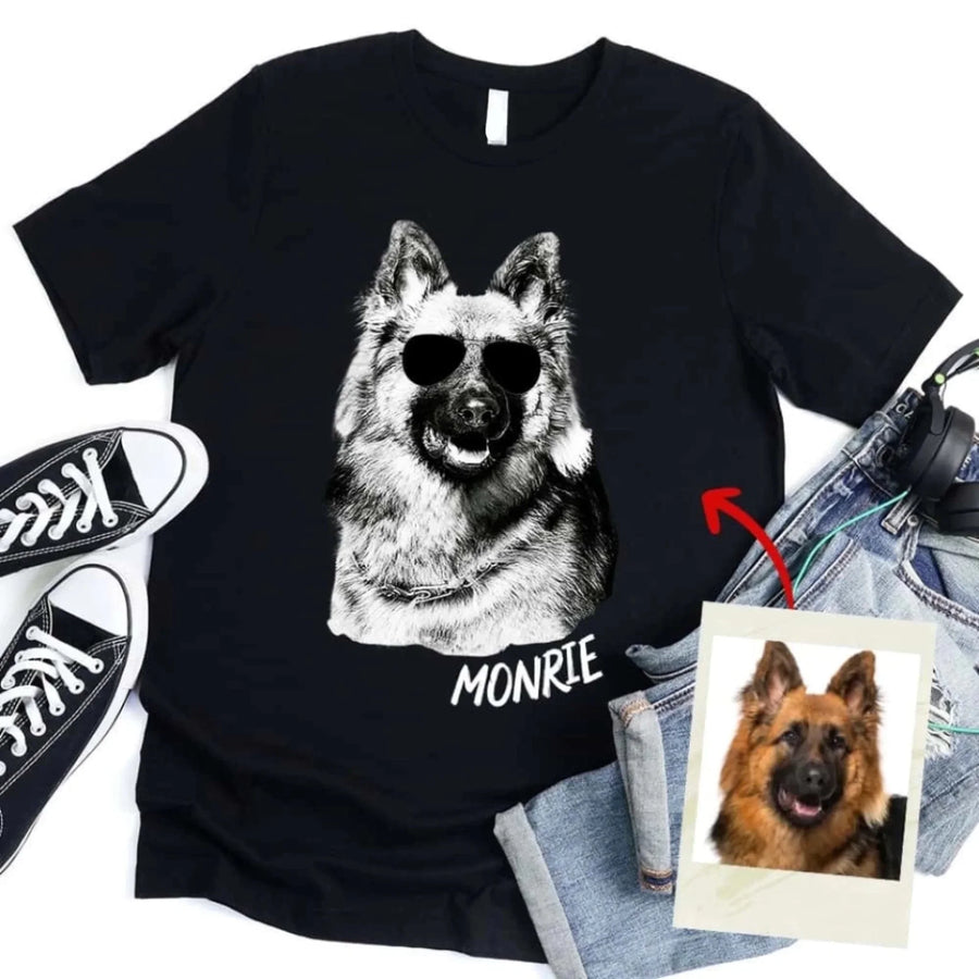 Custom Pet Glasses Artwork For Pet Owners Tee_black