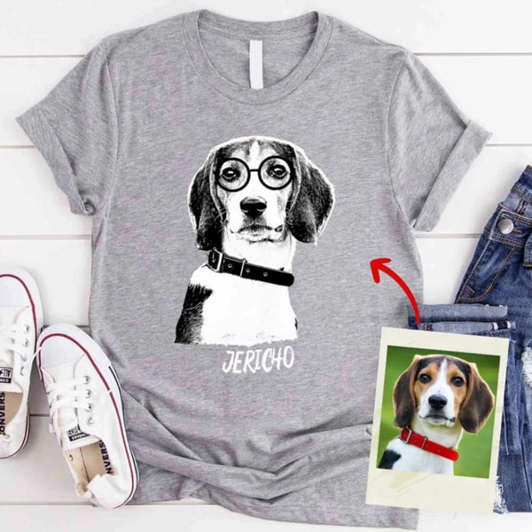 Custom Pet Glasses Artwork For Pet Owners Tee_grey