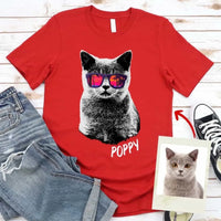 Custom Pet Glasses Artwork For Pet Owners Tee_red
