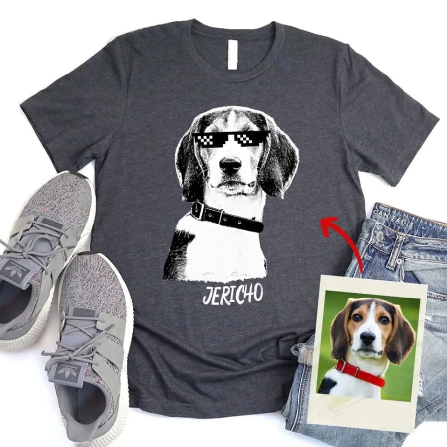 Custom Pet Glasses Artwork For Pet Owners Tee_darkgrey
