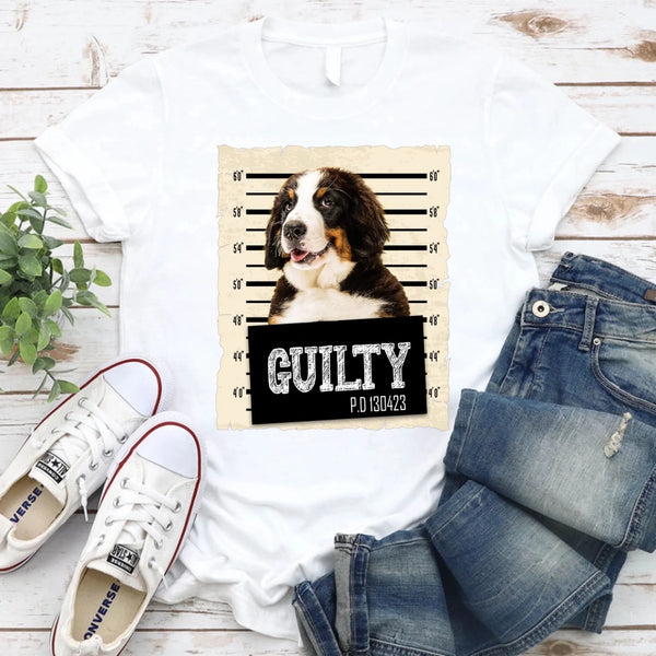 Your Pet's Mug Shot With Photo Personalized T-shirt_white