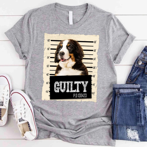 Your Pet's Mug Shot With Photo Personalized T-shirt_grey