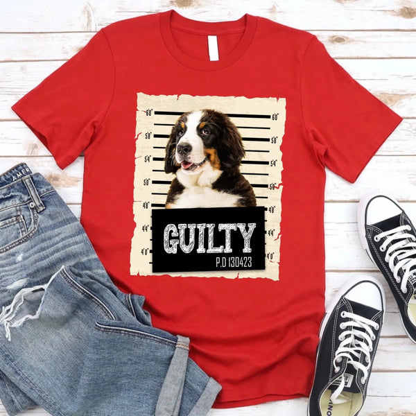 Your Pet's Mug Shot With Photo Personalized T-shirt_red