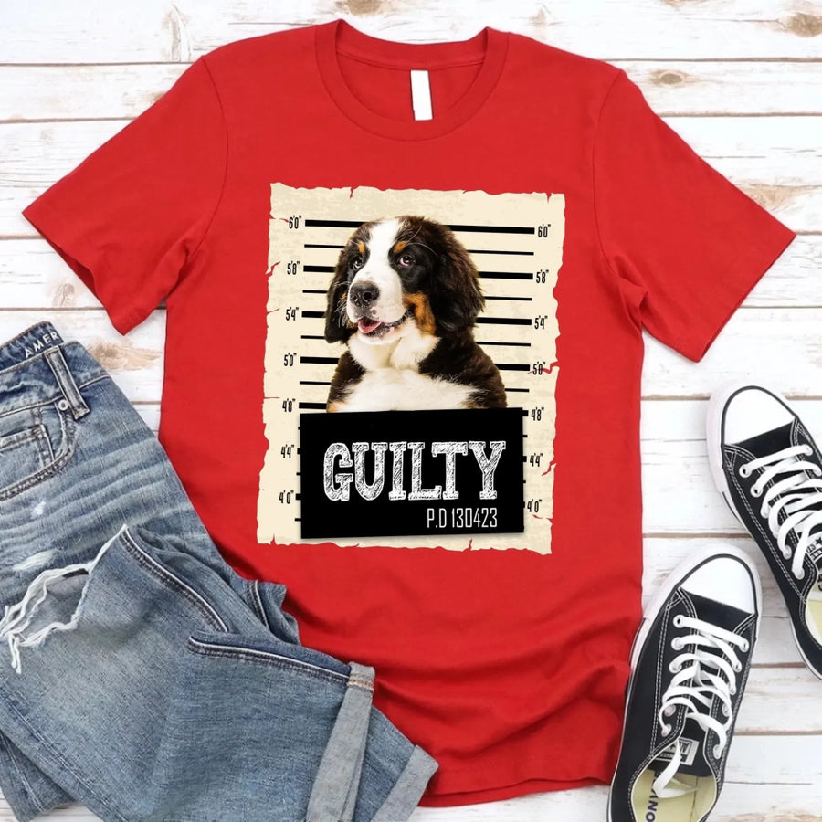 Your Pet's Mug Shot With Photo Personalized T-shirt_red