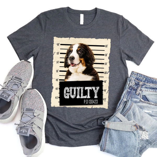 Your Pet's Mug Shot With Photo Personalized T-shirt_darkgrey