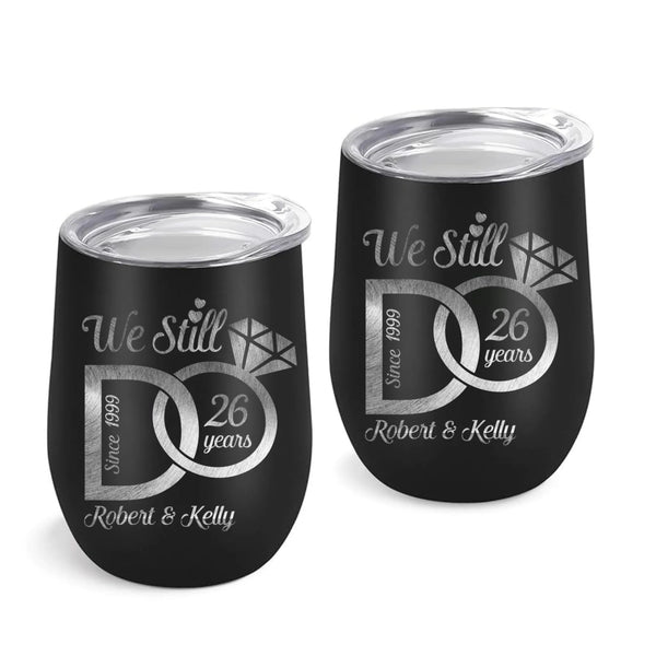 12oz Stainless Steel Insulated Vacuum Sealed Stemless Wine Cup_coupleblack