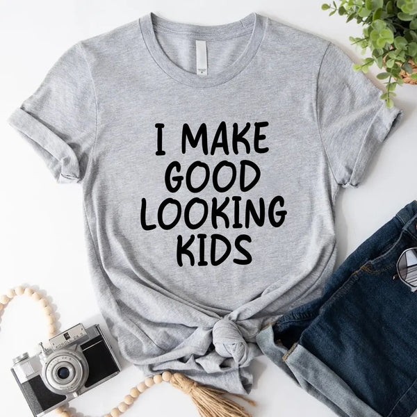 GREY-minI Make Awesome Kids Shirts – Funny Mom or Dad Tee, Unisex Fit Grey T-shirt