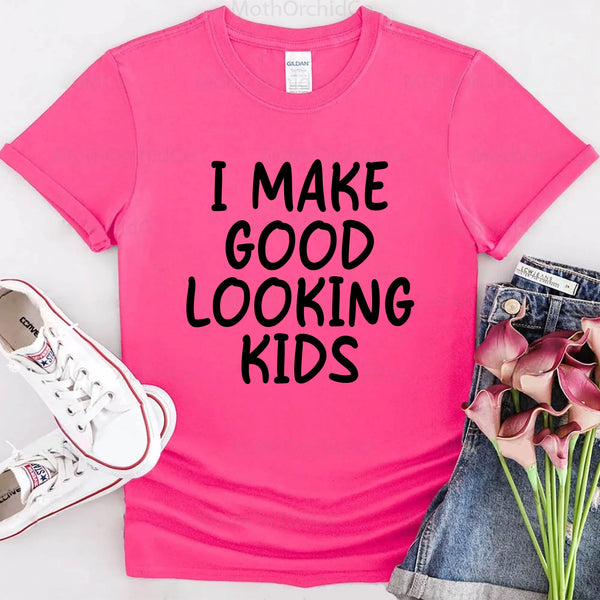 I Make Awesome Kids Shirts – Funny Mom or Dad Tee, Unisex Fit Heather Heliconia